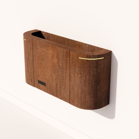 Wandplantenbak afgeronde randen CortenStaal 90 cm - zijaanzicht
